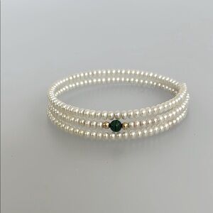 14k gold Malachite green real Sea water Pearls bracelet